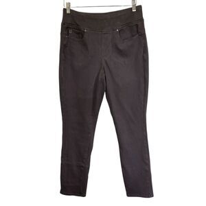 Belle Kim Gravel Flexibelle Pull On Gray Ankle Jeans Women' Sz 10 (Fit 30x28)